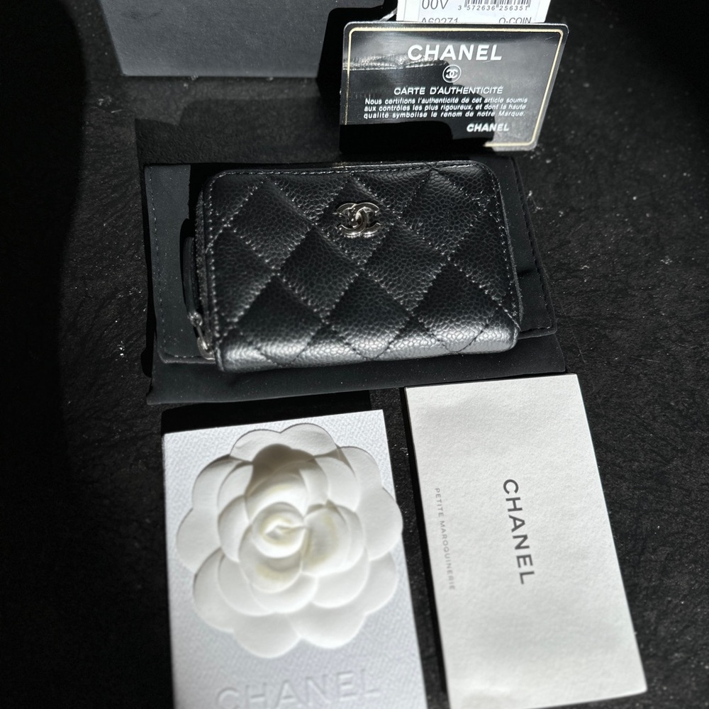 Authentic Chanel Zippy Coin Purse Wallet Caviar SHW Zipped Card Holder Wallet CC - Picture 4 of 11